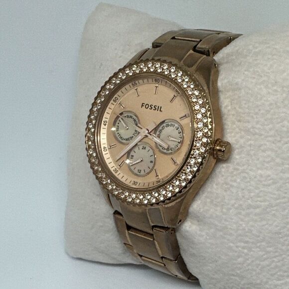 Fossil Stella ES3003 Womens Stainless Steel Analog Rose Dial Quartz Watch HME265 - Picture 3 of 11